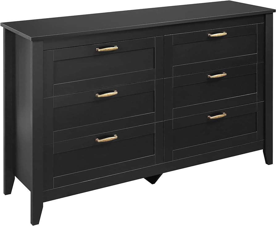 WLIVE 6 Drawer Dresser, Retro Chest of Drawers with Metal Handle, Double Wood Dresser for Bedroom... | Amazon (US)