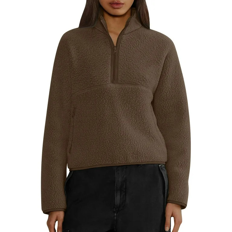 BDPORKAS Women's Quarter Zip Pullover Casual Lightweight Fleece Sweatshirt Zip Up Hoodie with Poc... | Walmart (US)