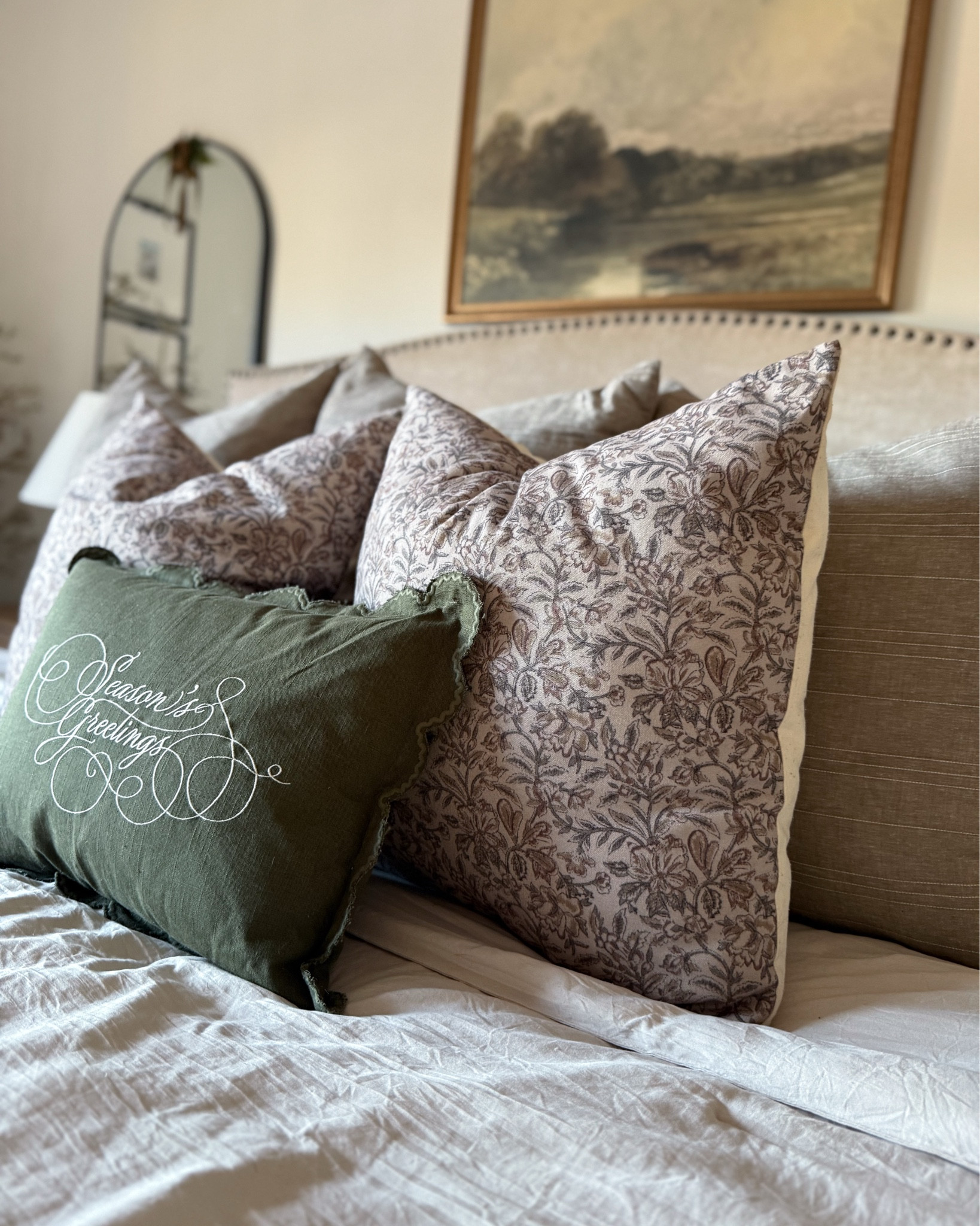 Christmas pillow combo for bedroom. Primary bedroom views. 

#LTKHoliday #LTKHome #LTKGiftGuide