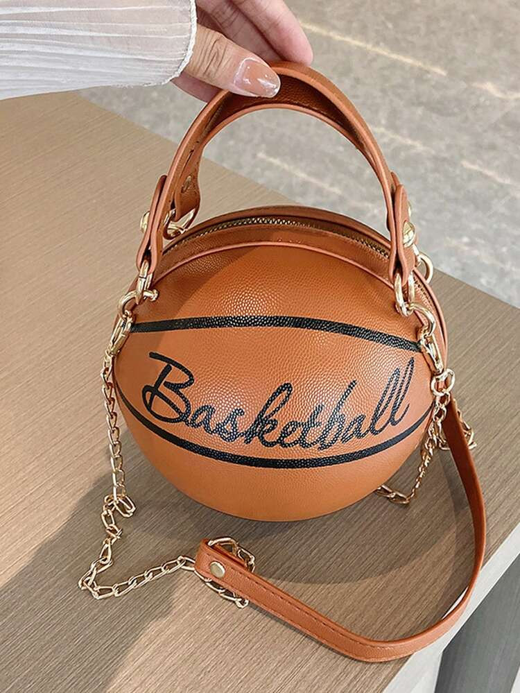 Women's Shoulder Bag, Novelty Bag, Basketball Shaped Chain Bag | SHEIN