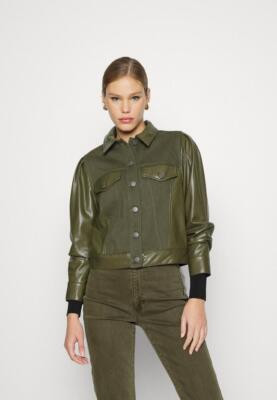 Alice + Olivia Jeans Olive Renee Vegan Leather & Denim Jacket Size XS  $395 | eBay | eBay US