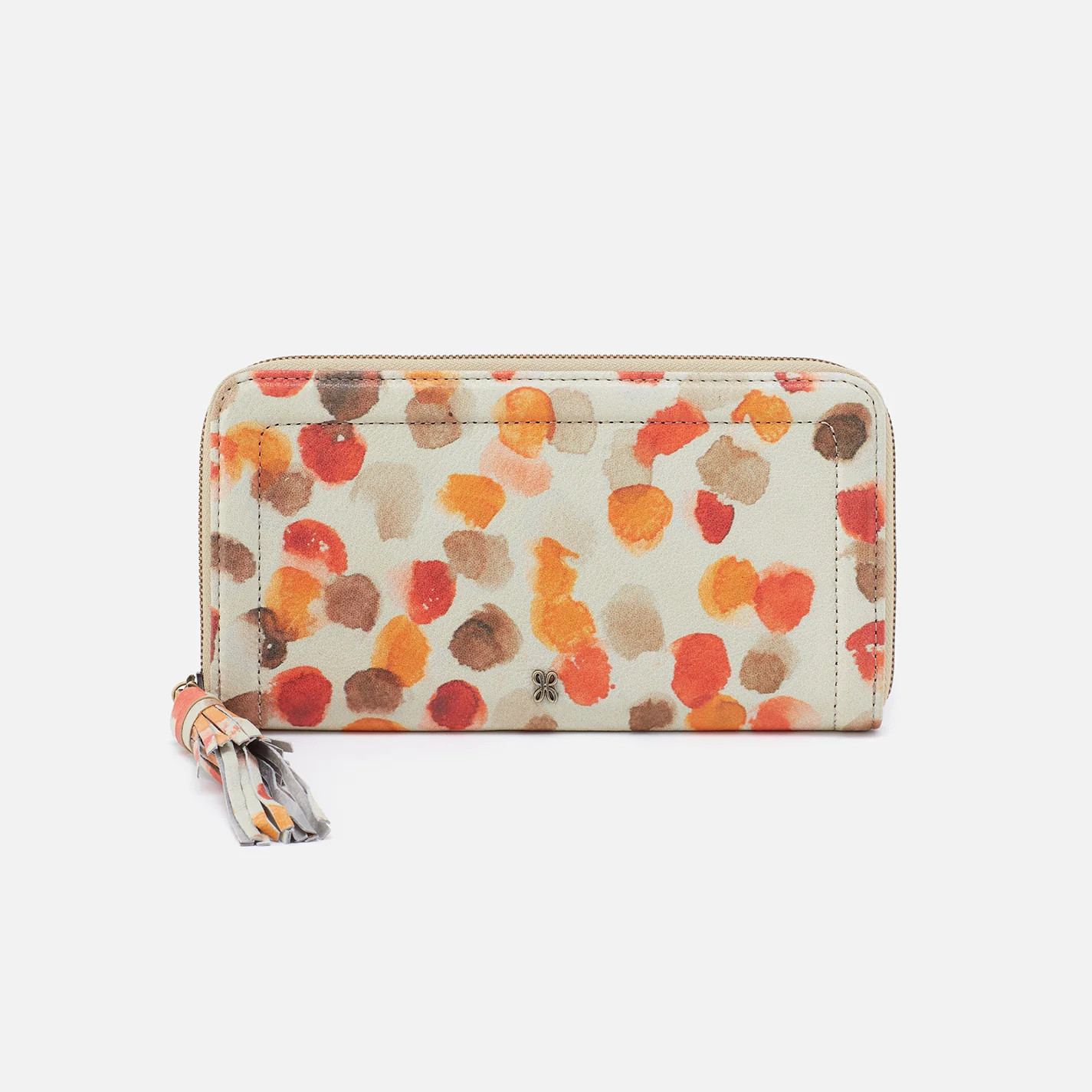 Nila Large Zip Around Continental Wallet in Printed Leather - Dots Print | HOBO Bags