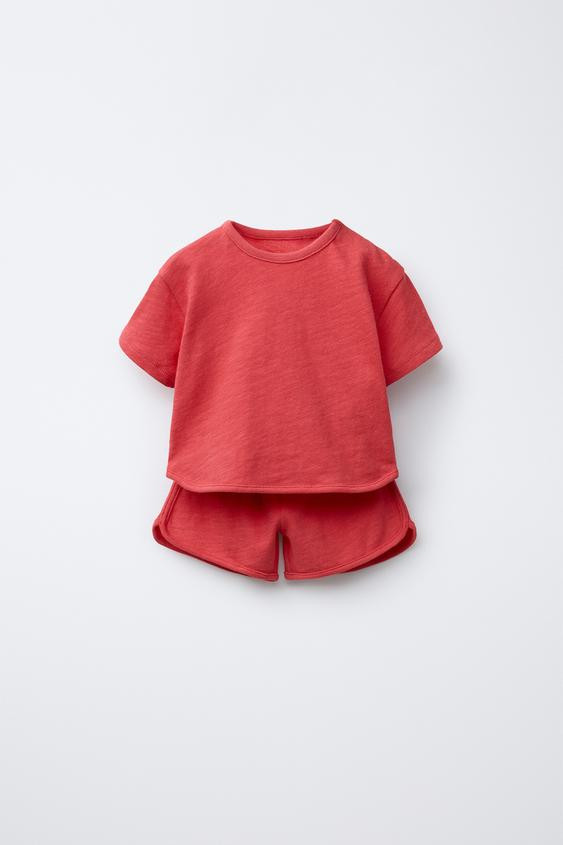 PLAIN T-SHIRT AND BERMUDA SHORTS SET | Zara US