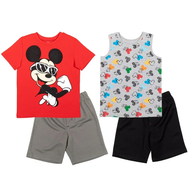 Disney Mickey Mouse Infant Baby Boys T-Shirt Tank Top and Mesh Shorts 4 Piece Outfit Set Infant t... | Walmart (US)