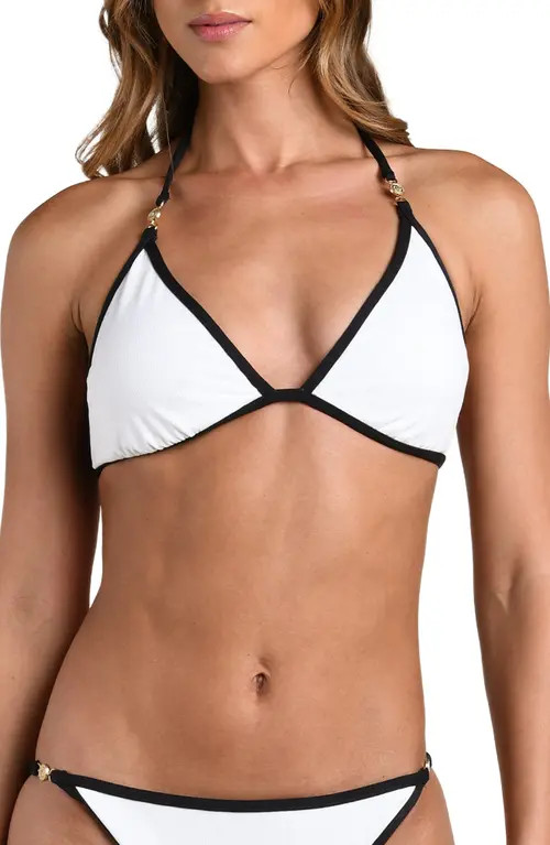 L'AGENCE Fine Line Underwire Triangle Bikini Top in White at Nordstrom, Size Large | Nordstrom