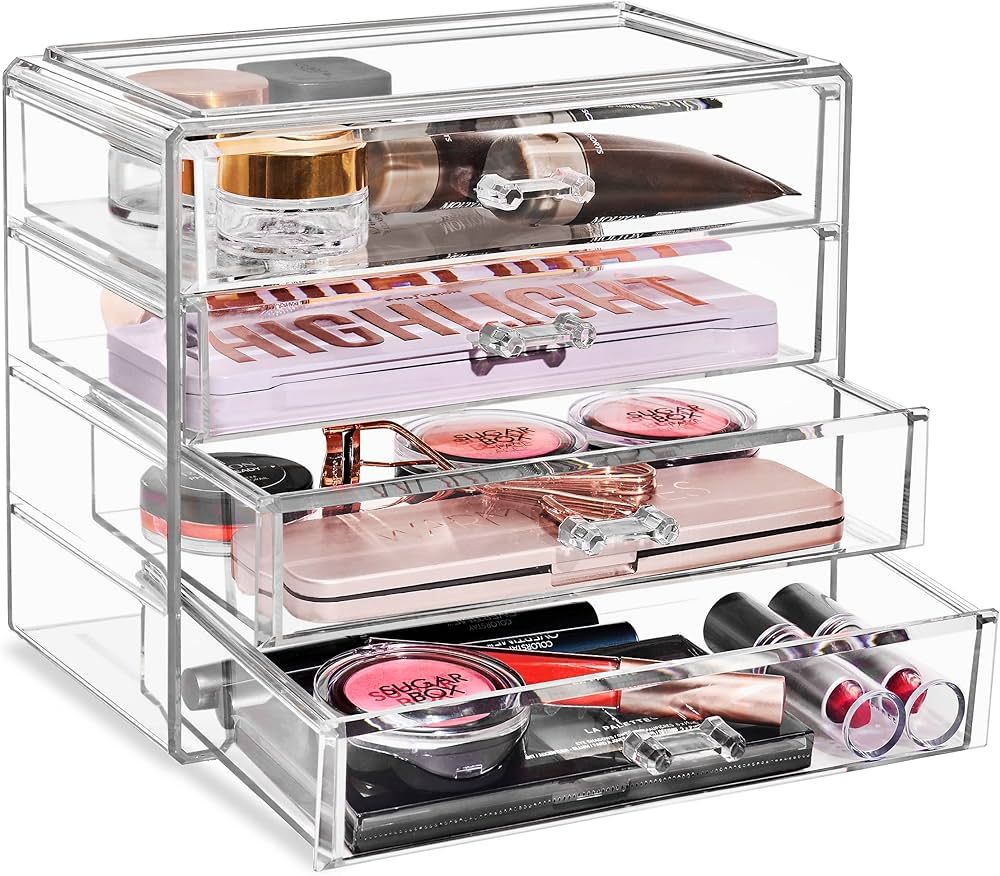 Sorbus Makeup Organizer - 4 Drawer Acrylic Make Up Organizers and Storage for Cosmetics, Jewelry,... | Amazon (US)
