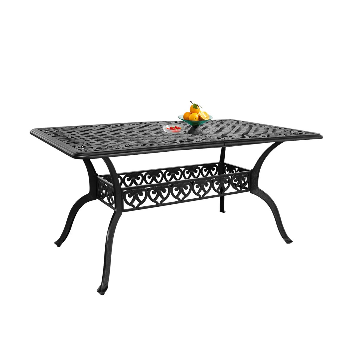 60" Rectangular Patio Dining Table Cast Aluminum Patio Bistro Table for Garden,Black | Wayfair North America