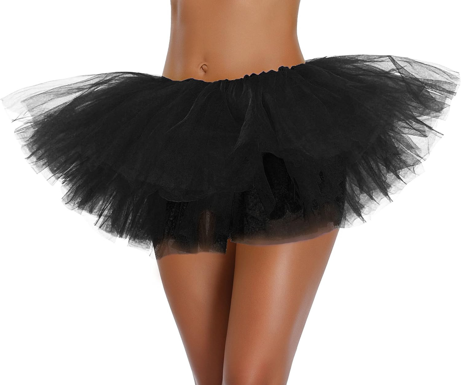 Tutu Skirt for Women Teens Adult Classic Elastic 3, 4, 5 Layered Tulle Petticoat 80s Party Puffy Tutus Halloween Costume | Amazon (US)