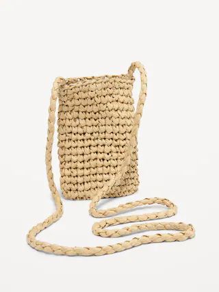 Straw-Paper Crochet Crossbody Bag for Women | Old Navy (US)