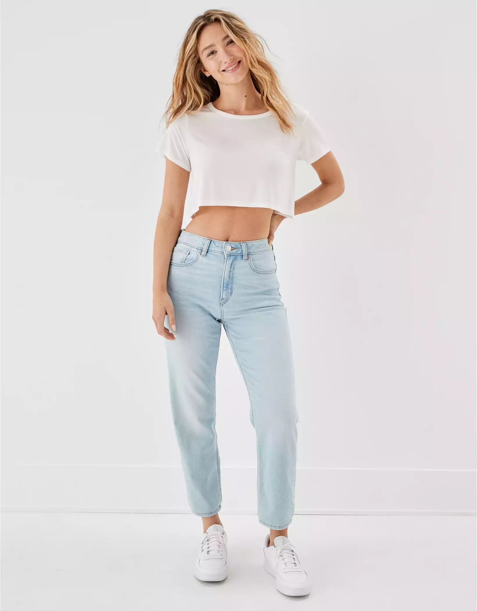 AE Stretch Mom Straight Jean | American Eagle Outfitters (US & CA)