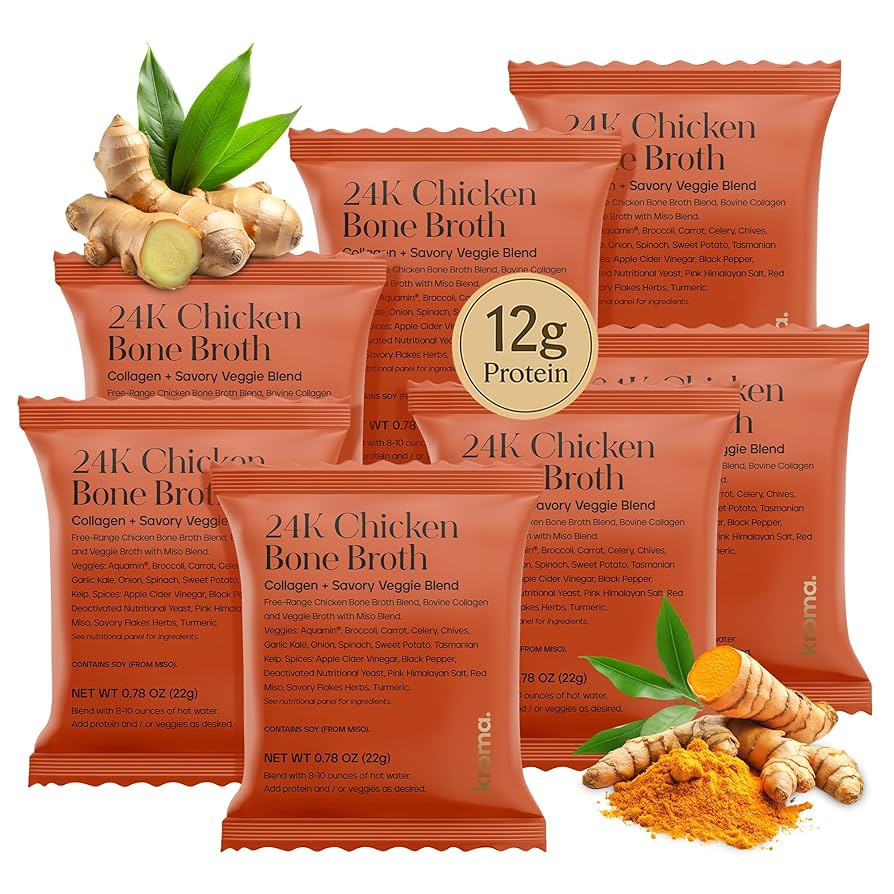 Kroma’s 24K Chicken Bone Broth Powder - 7 Pack, 7 Servings – Organic Protein-Rich Bone Stock ... | Amazon (US)