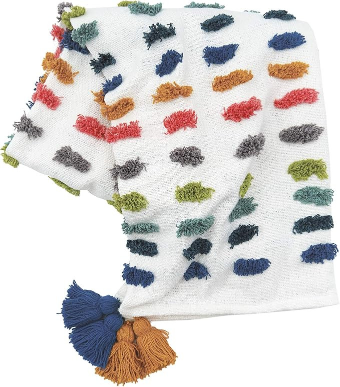 carol & frank 50" x 60" Vaughan Polka Dot Tassels Premium Cotton Accent Throw Blanket All Seasons... | Amazon (US)