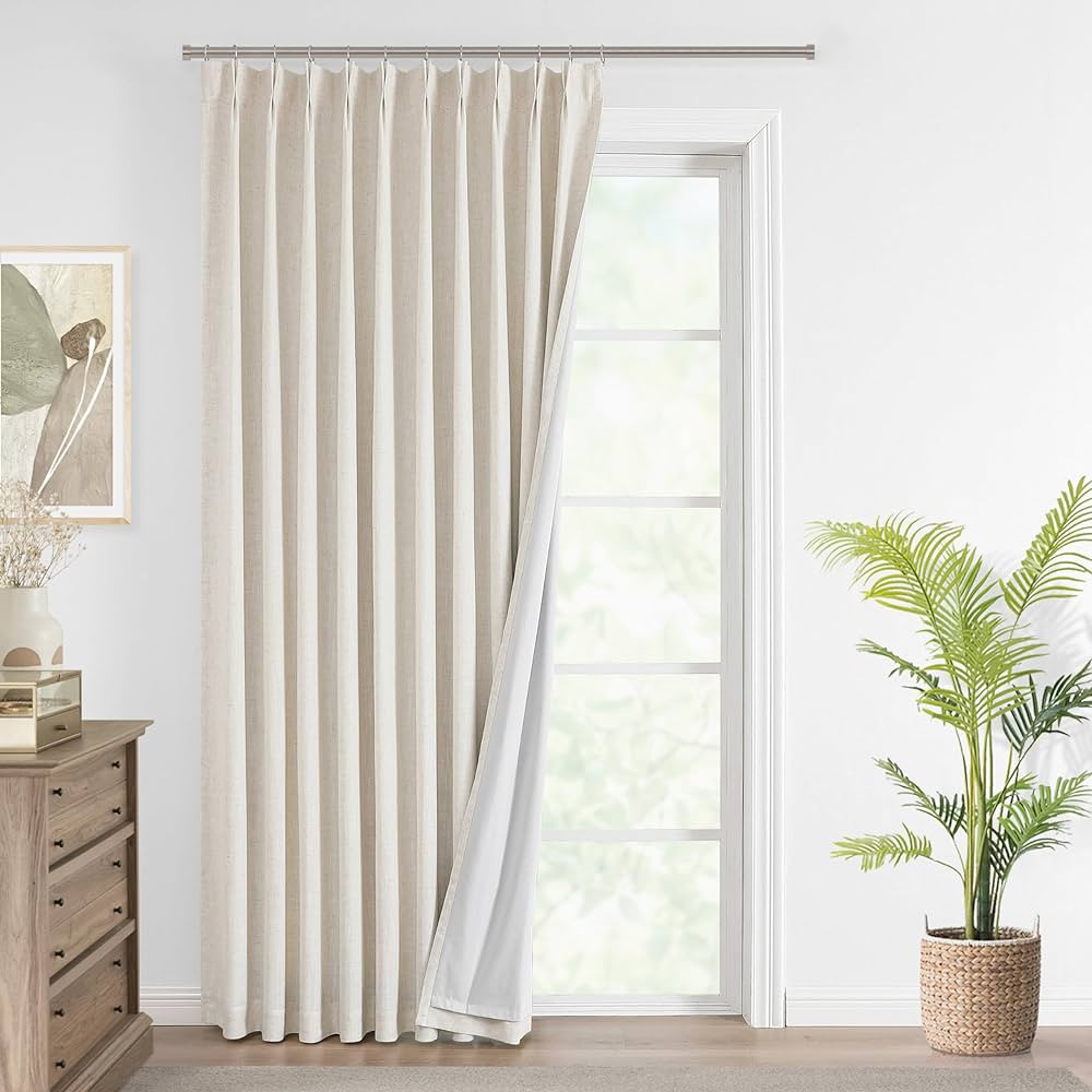 Vision Home Natural Pinch Pleated Full Blackout Curtains Linen Blended Room Darkening Window Curt... | Amazon (US)