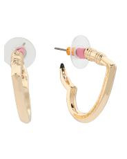 Gold Heart Pencil Huggie Earrings | TJ Maxx