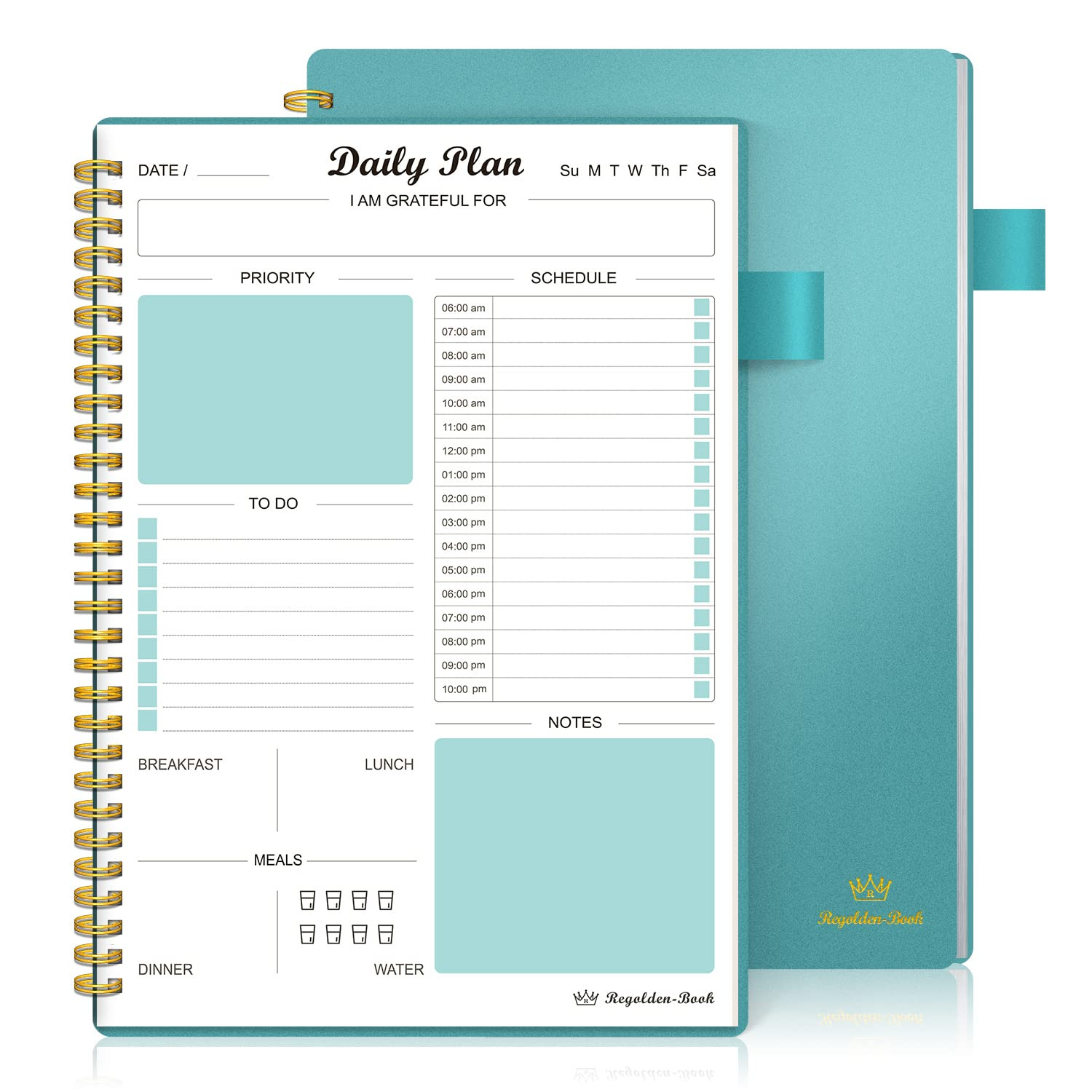 Daily Planner Undated, To Do List Notebook with Hourly Schedule Calendars Meal, Spiral Appointmen... | Amazon (US)