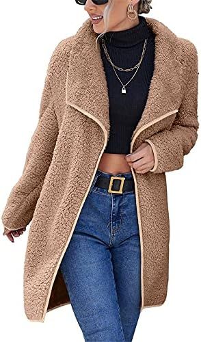 Women's Fuzzy Fleece Lapel Open Front Long Cardigan Coat Faux Fur Warm Winter Outwear Jackets | Amazon (US)