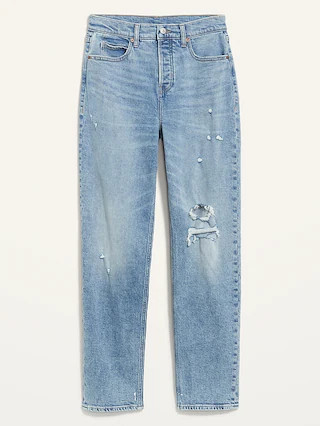 Extra High-Waisted Button-Fly Sky Hi Straight Light-Wash Ripped Jeans for Women | Old Navy (CA)