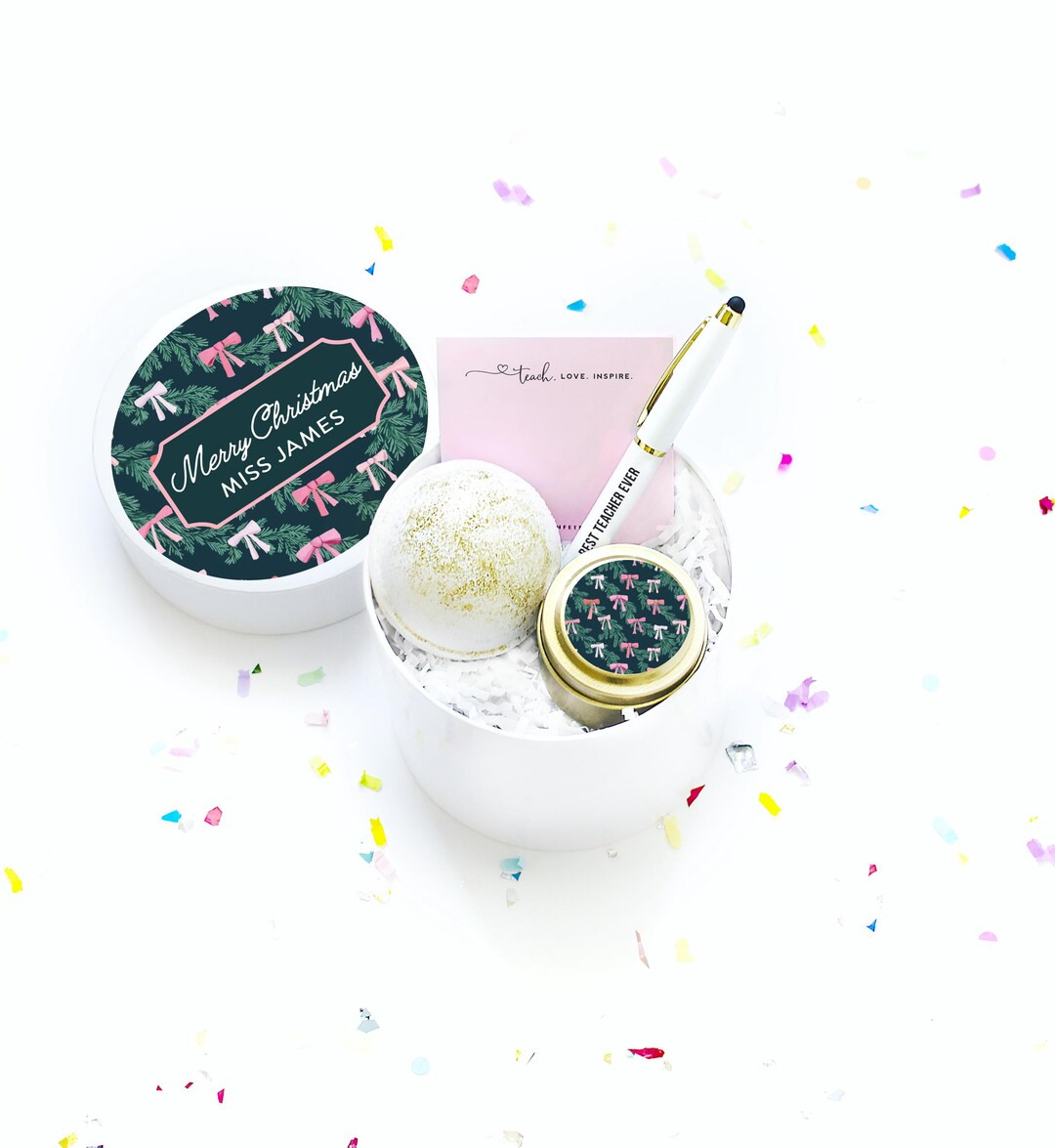 Holiday Teachers Gift Box - Personalized Christmas Teacher Thank You Gift Basket - Teacher Notepa... | Etsy (US)