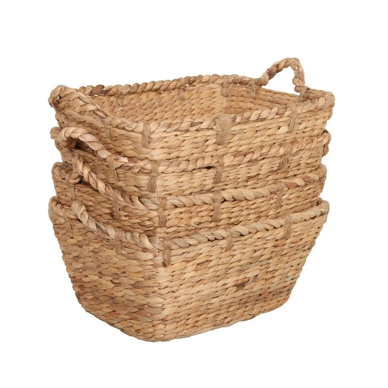 Better Homes & Gardens Tapered Rectangular Water Hyacinth Basket, Set of 4 | Walmart (US)