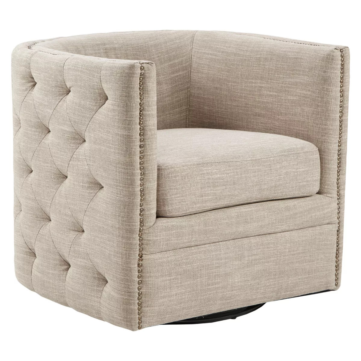 Milton Swivel Chair - Cream: Comfortable Living Room Seating, Tufted Back, No Assembly Required | Target
