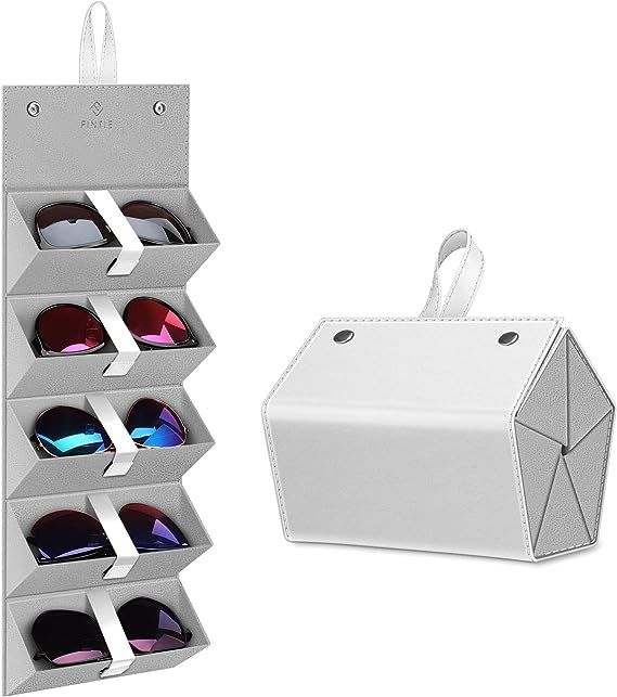 Fintie Sunglasses Organizer Travel Case, 5 Slot Foldable Eyeglasses Holder Box Eyewear Storage | Amazon (US)