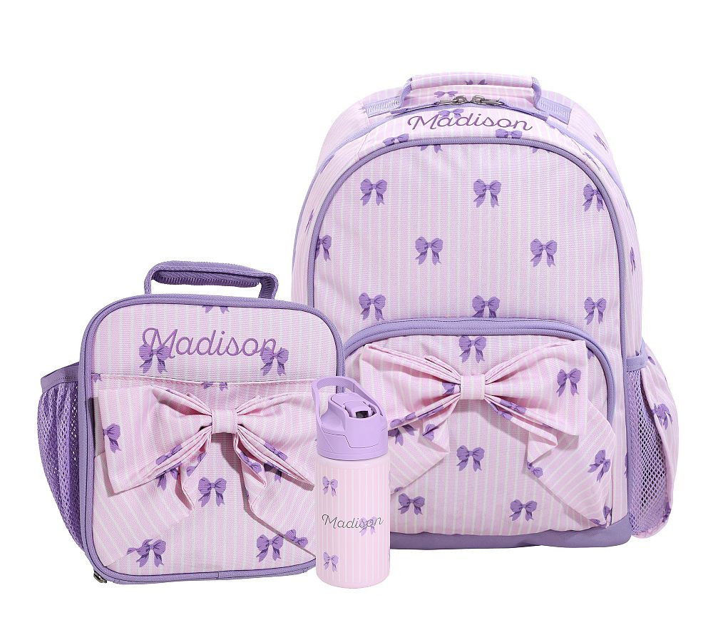 Lavender Ticking Stripe Bow Pocket Mackenzie Backpack Bundle, Set of 3 | Pottery Barn Kids