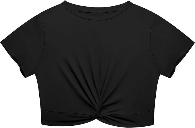 Lastshe Women's Plus Size Summer Crop Tops Short Sleeve Blouses Tie Twist Front Tee T-Shirt Outfi... | Amazon (US)