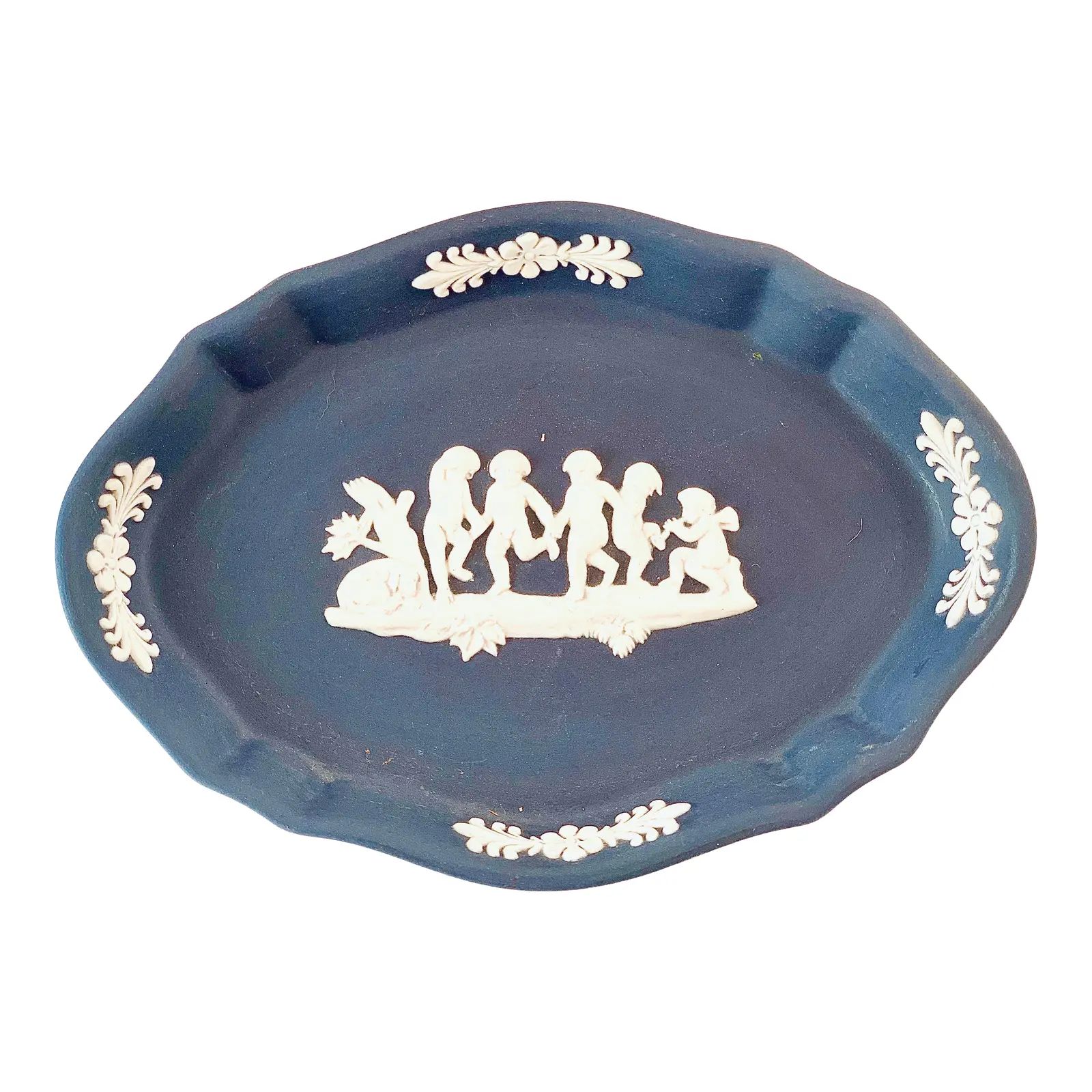 Vintage Wedgewood Blue Jasperware Trinket Dish | Chairish