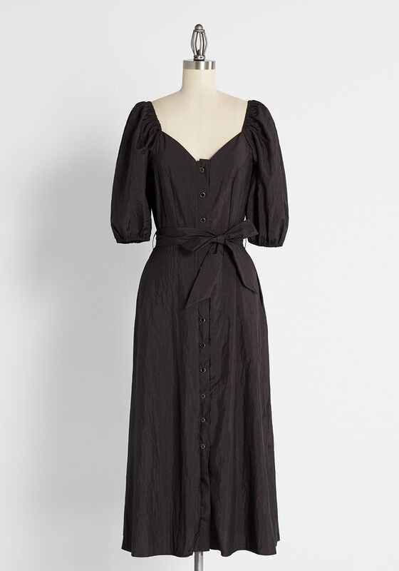 On the Wing of a Blackbird Midi Cotton Dress in 12 (UK) - Short Sleeve Shirt Cotton Dress Rustic by  | Modcloth