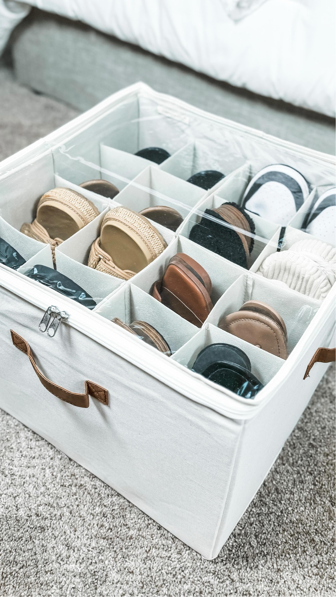 Finally! A compact affordable solution to organize your shoes! 👟👡✨

Such a great solution as it’s officially time to transition out closets for Fall! This can store 16+ pairs of sandals/slides! Or 8 pairs of sneakers/heels. We stored a mix of summer shoes in this one.

The clear lid makes them easily accessible when you need them. And the box stores them to make space for your regularly used shoes in your closet.
Fits great in the corner of your closet
Could you use a solution like this?

Follow us for more organizing tips & ideas!

#neatlyembellished #professionalorganizer #homeorganizer #homeorganizing #organization #organizingideas #organizingtips #organizinghacks #organizedhome #organizedmom #organizedlife #amazon #amazonmusthaves #amazonfavorites #amazonfinds #amazonfaves #amazoninfluencer #amazoninfluencerprogram #amazonhome #shoeorganizer #shoeorganization #closetorganization #organizedcloset #shoelover #shoestorage #fallfashion