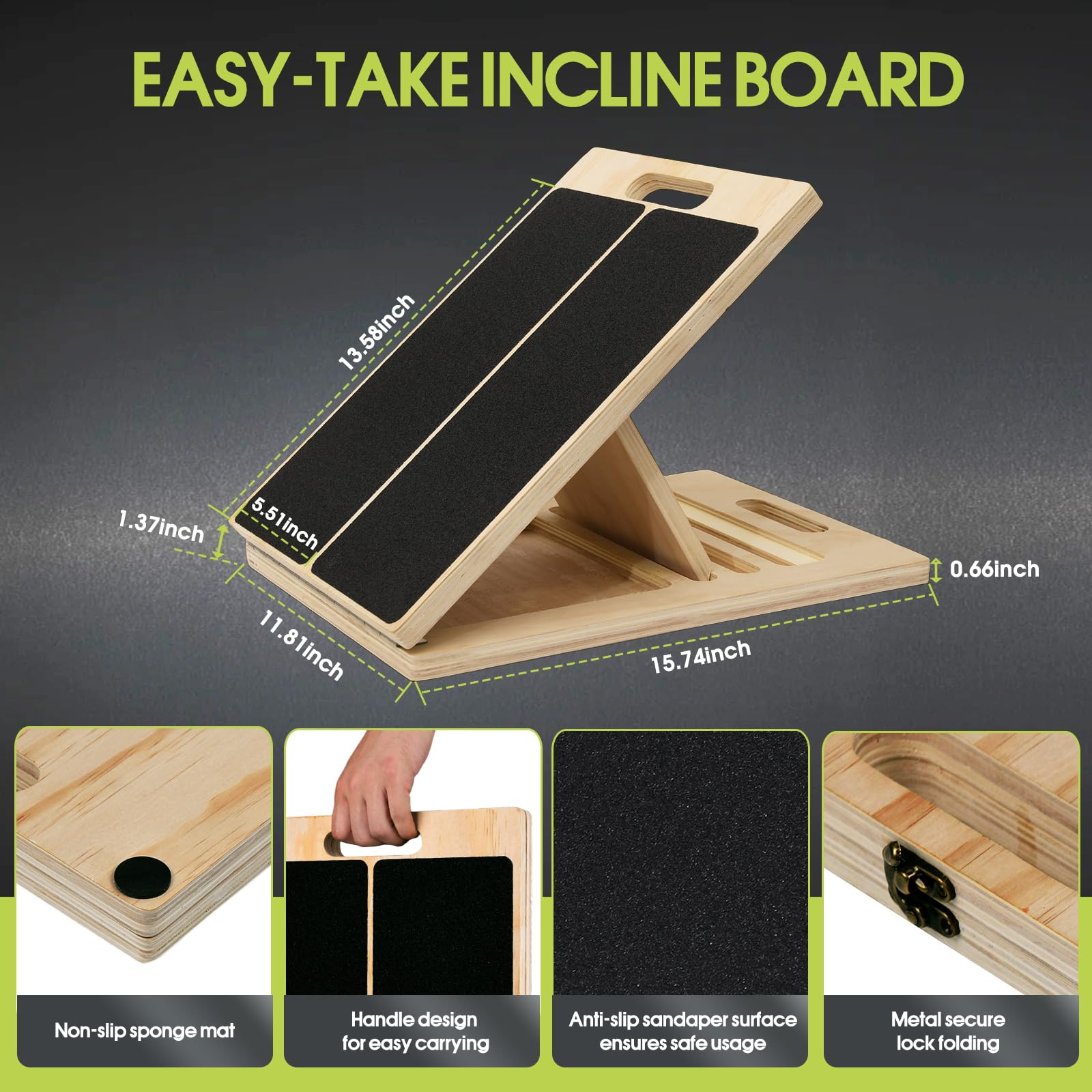 Portable Slant Board for Calf Stretching, 350 Lbs Weight Capacity, Adjustable Wooden Incline Boar... | Amazon (US)