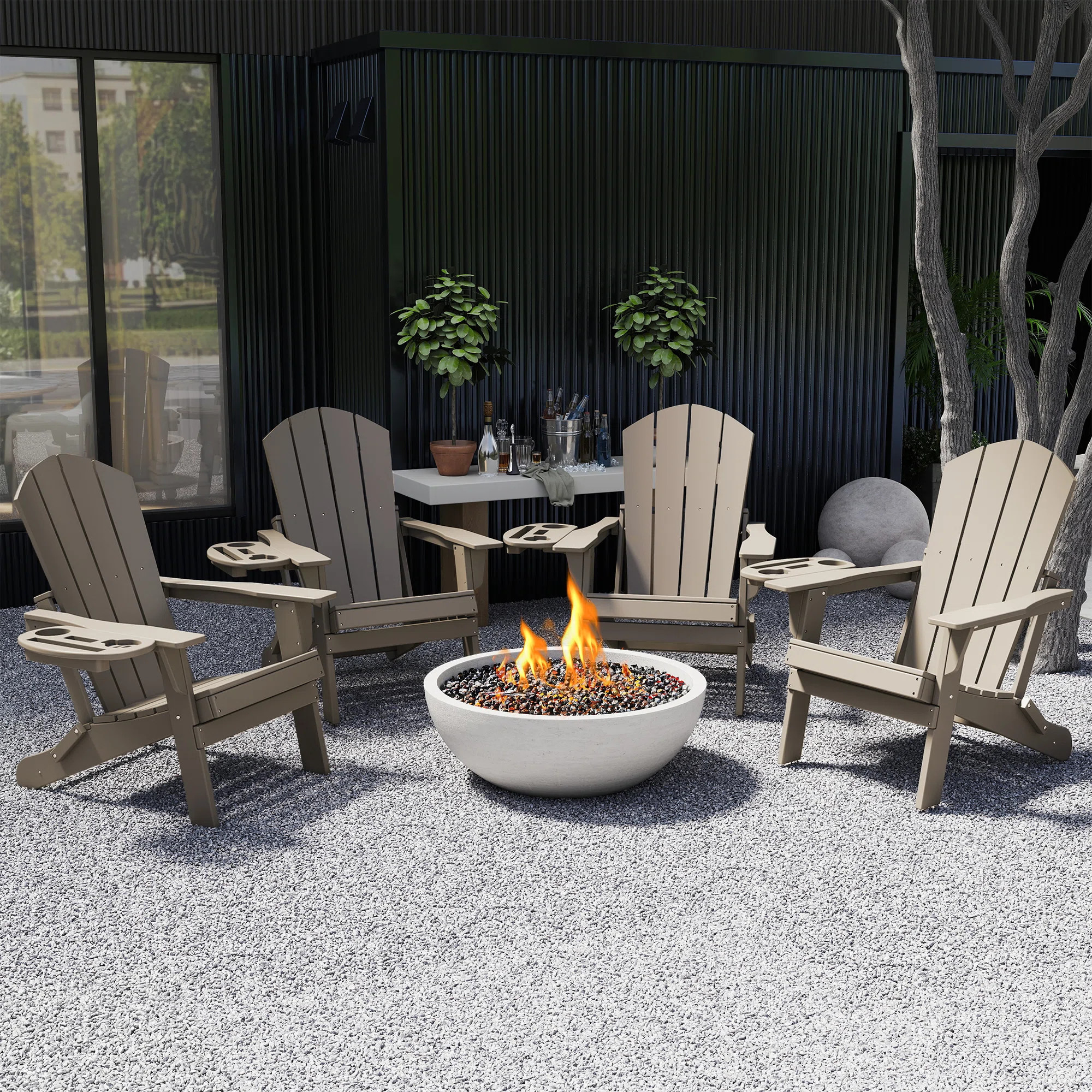 Rosecliff Heights Cheryce HDPE Folding Adirondack Chair With Cup Holder & Reviews | Wayfair | Wayfair North America