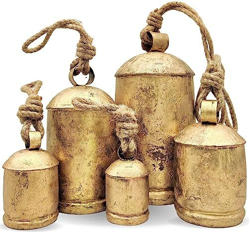 Shabby Chic Vintage Country Rustic Style Bells Handmade Large Metal Harmony Christmas Hanging Cow... | Amazon (US)