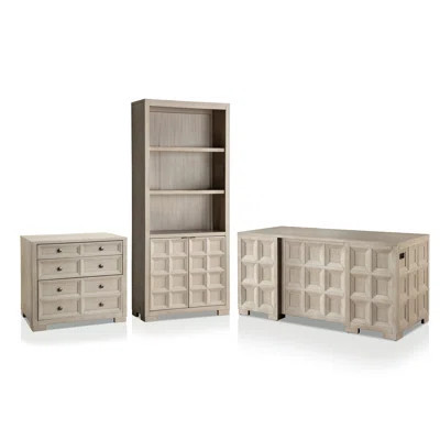Schell 3-Piece Office Set With Executive Desk, Storage Cabinet And Bookcase | Wayfair North America