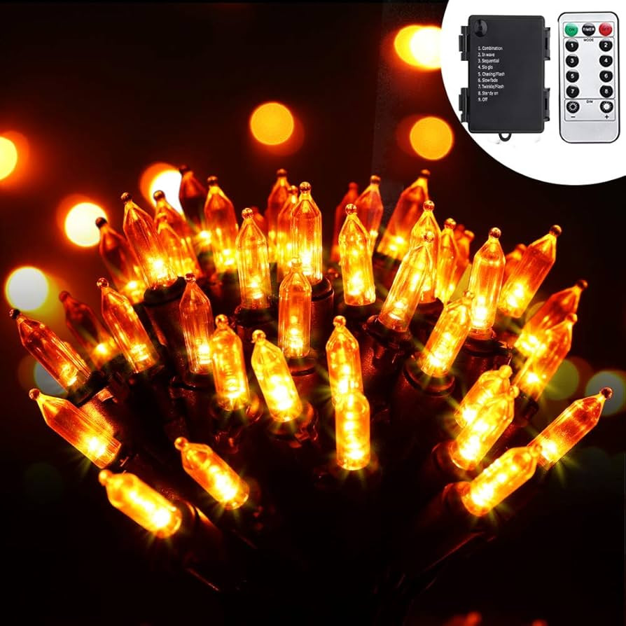 100 LED Halloween String Lights with Remote - 33ft Battery Powered Light with Timer, 8 Modes, Wat... | Amazon (US)