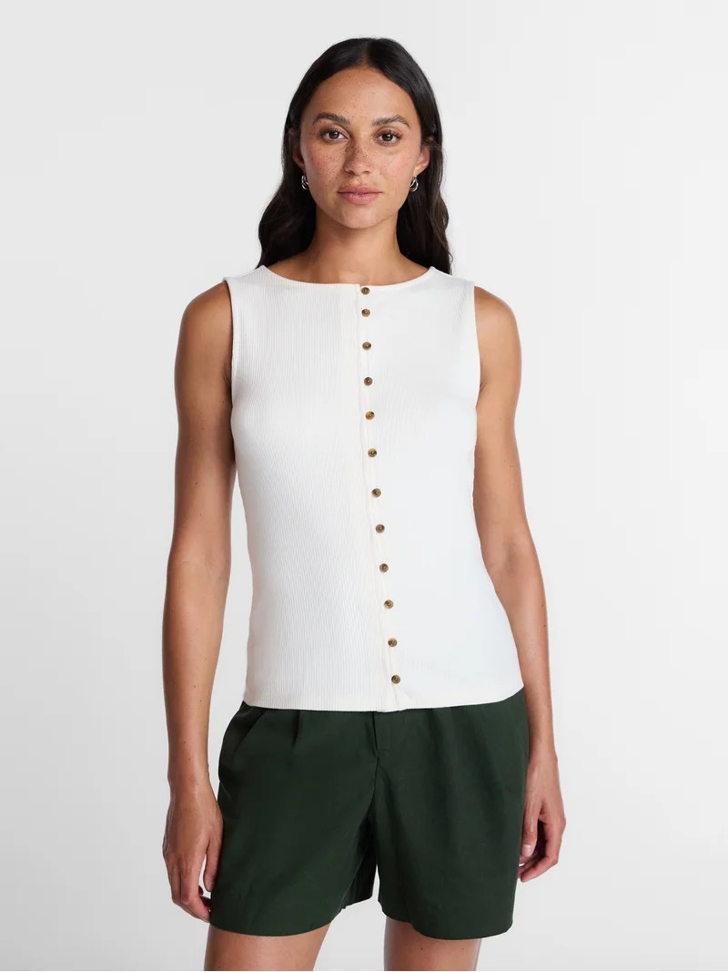 Time and Tru Women's Button Front Tank Top, Size XS-XXXL | Walmart (US)