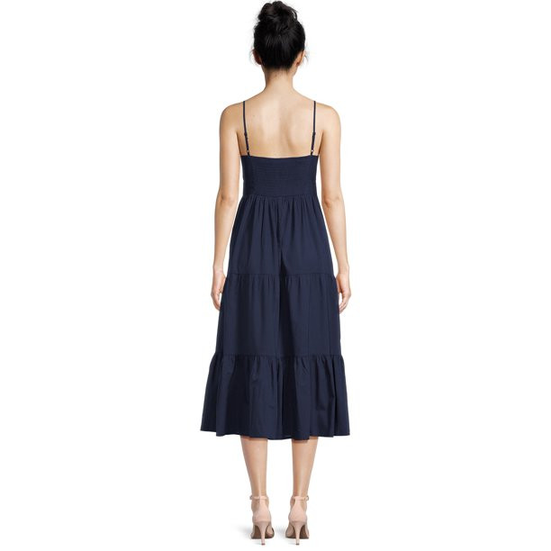 Time and Tru Women's Tie Bodice Midi Dress, Sizes XS-XXXL | Walmart (US)