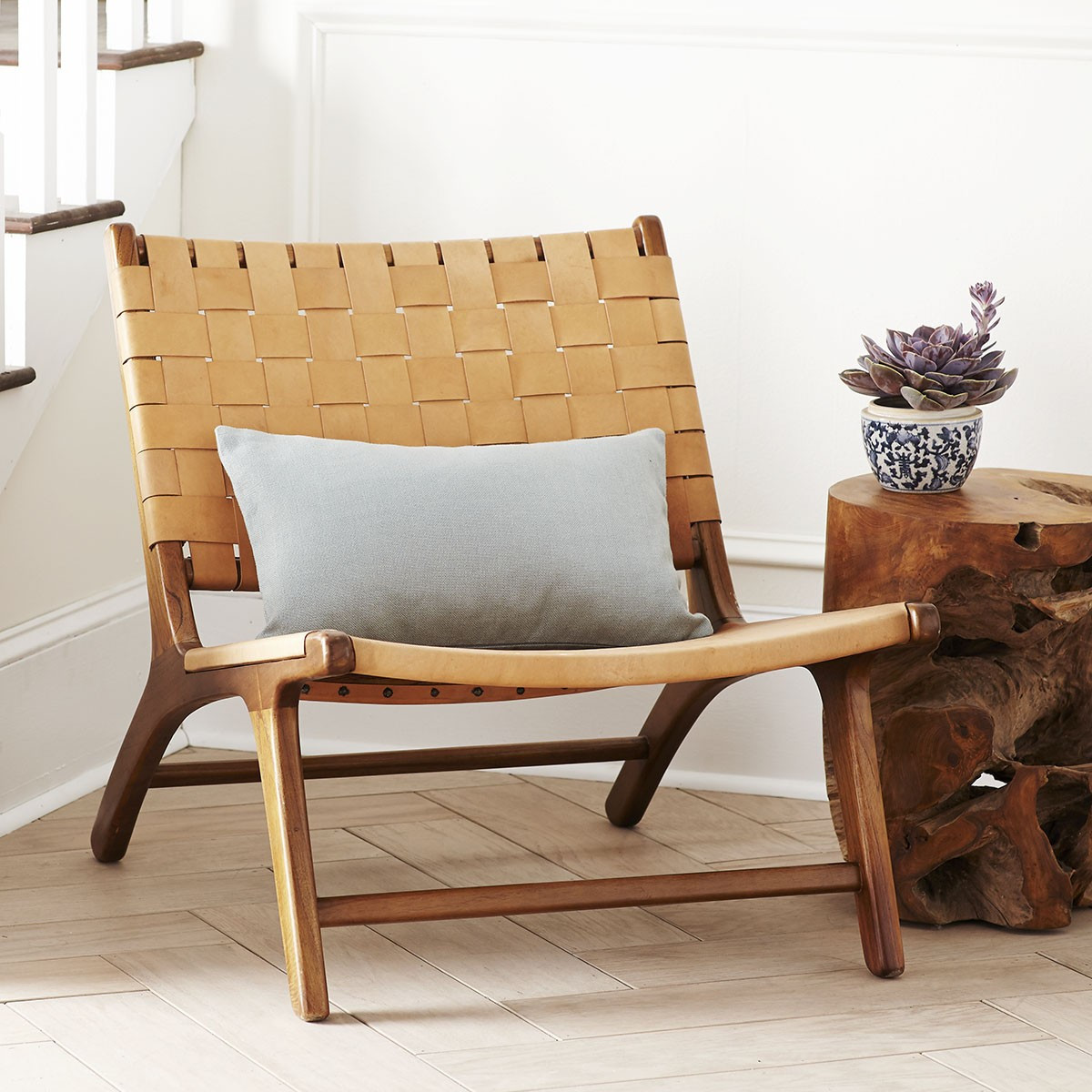 Woven Leather Lounge Chair | Wisteria LEGACY PROGRAM