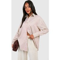 Womens Oversized Striped Shirt - Green - 2 | boohoo (US & Canada)