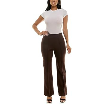 Zac & Rachel Women's Pull on Flare Leg Compression Pant with Front Seam | Amazon (US)
