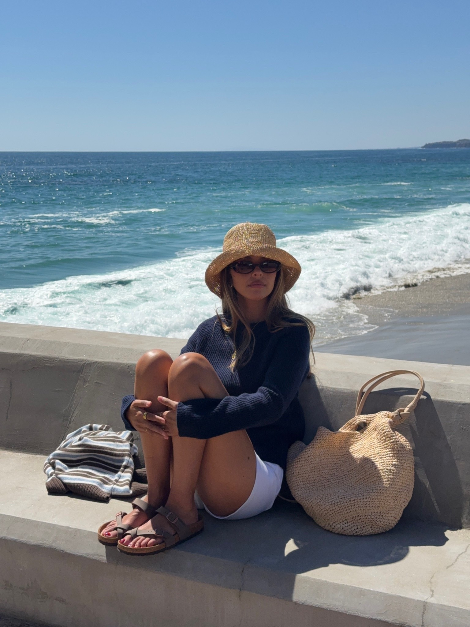 Fav kind of summer outfit!! 
Sweater runs small- size up!
Jean shorts - tts 
@quince #quincepartner