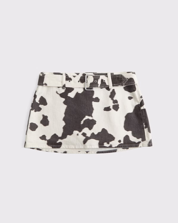 Women's Curve Love Mid Rise Belted Denim Mini Skort | Women's Bottoms | Abercrombie.com | Abercrombie & Fitch (US)