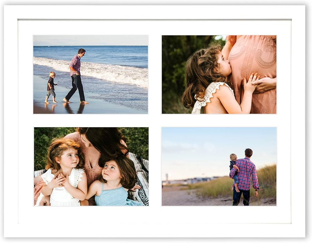 Golden State Art, 12x16 White Wood Frame with White Mat - Displays Four 5x7 Photos - Collage Fram... | Amazon (US)