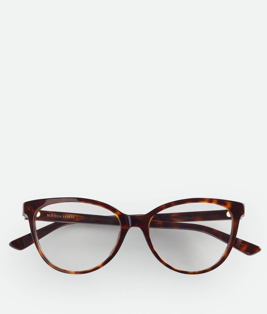 Classic Cat Eye Eyeglasses in Havana/transparent | Bottega Veneta GB | Bottega Veneta