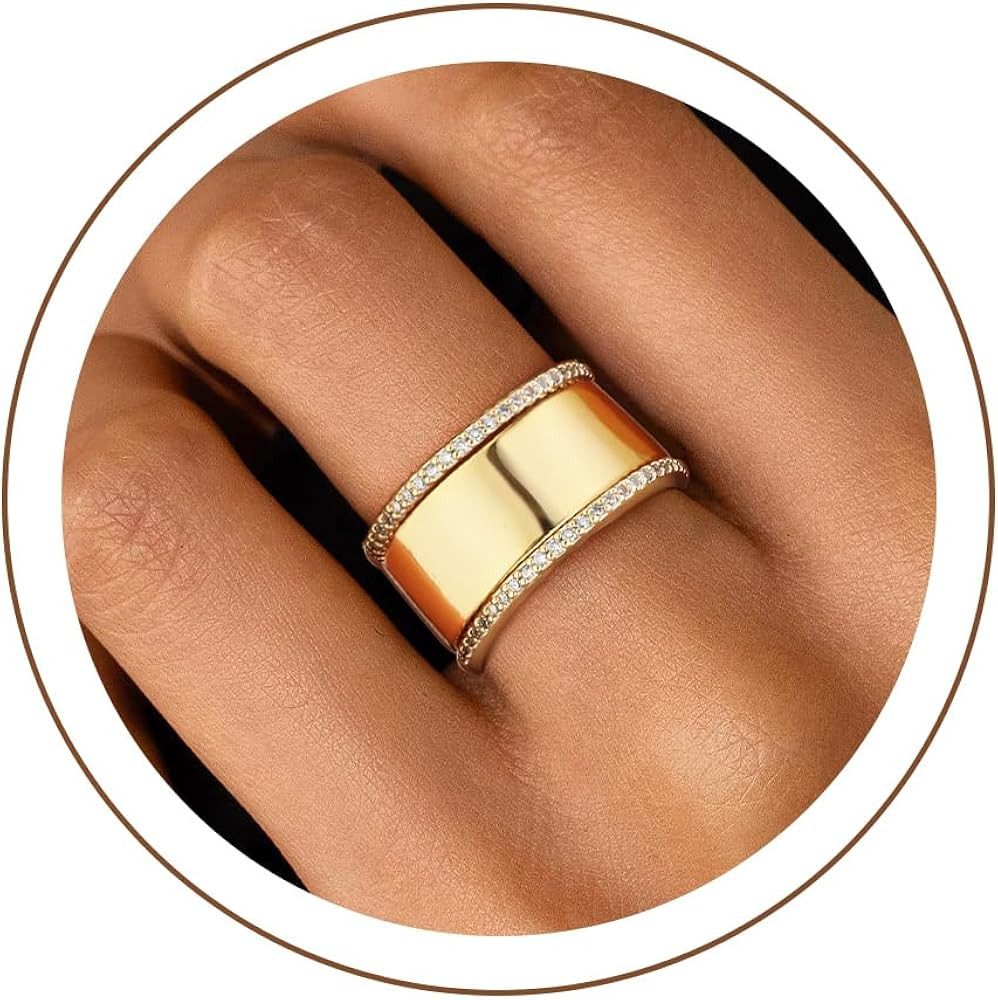 ZOERAY Gold Stackable Rings for Oura Ring Gen 4/Oura Ring Gen 3 Chunky 14K Gold Plated Rings for ... | Amazon (US)