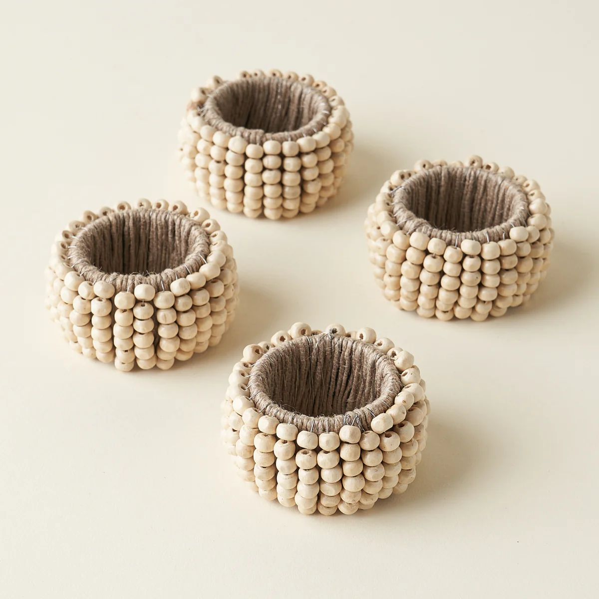 Mango Wood Bead Napkin Ring Set | Kate Marker Home