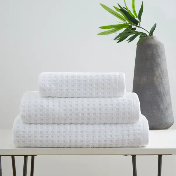 White Waffle 100% Cotton Towel | Dunelm (migrated)