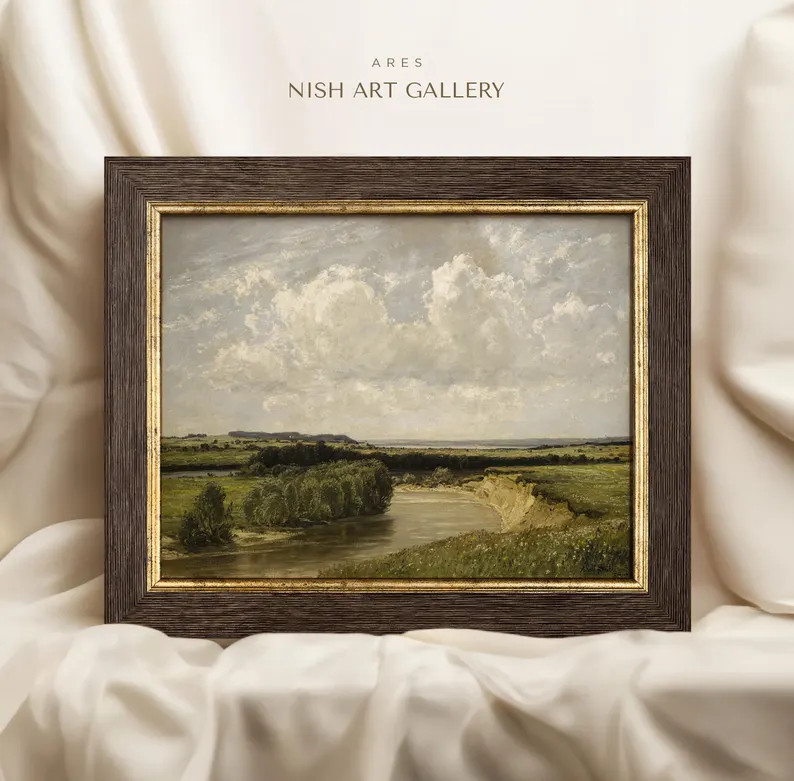 Framed River Landscape Art Print: Vintage Farmhouse Wall Decor #197 - Etsy Australia | Etsy (US)