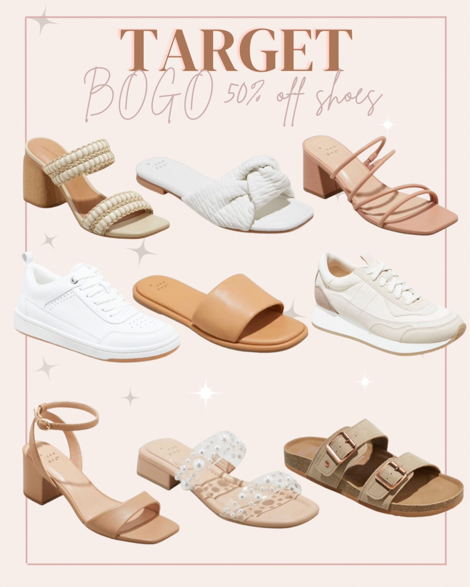 Target shoes BOGO 50% off! Sandals, sneakers, slippers, heels and boots






#ltkfind #ltkseasonal vacation, spring shoes 

#LTKsalealert #LTKshoecrush #LTKunder50