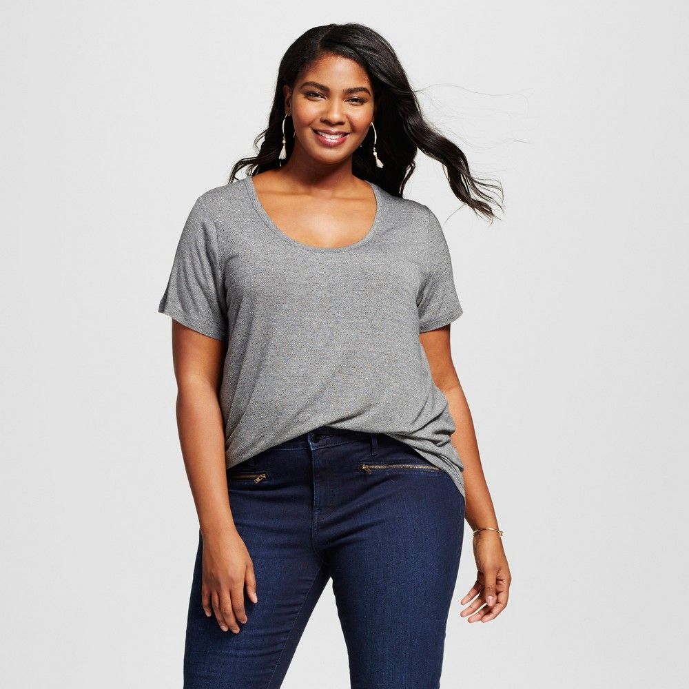 Women's Plus Size Perfect T-Shirt - Ava & Viv Heather Gray 3X | Target